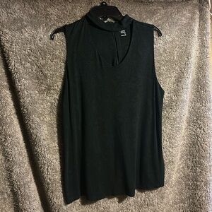 Dark green cut out tank top